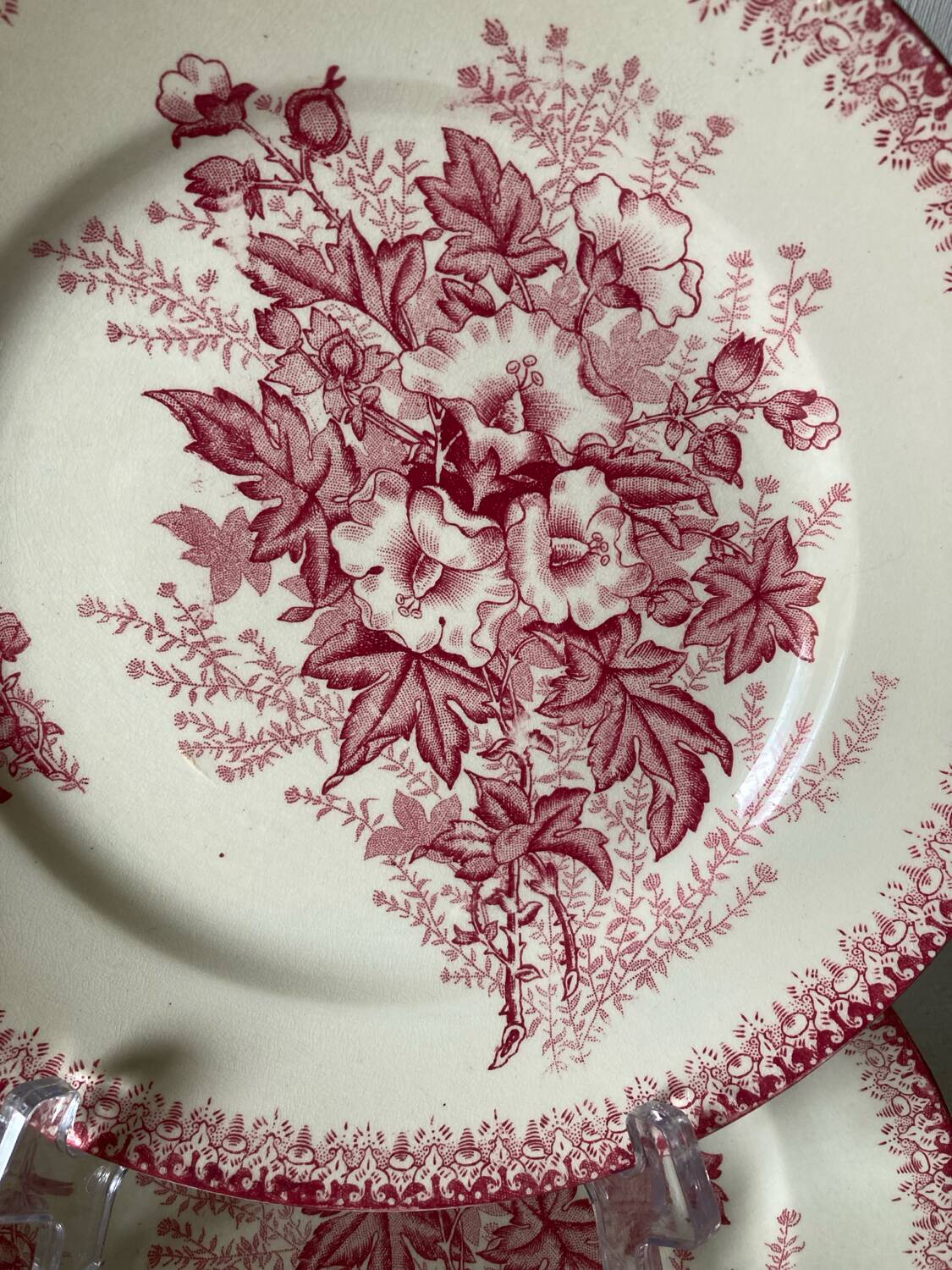 2 Onnaing Terre de Fer plates, Eglantines model, circa 1900