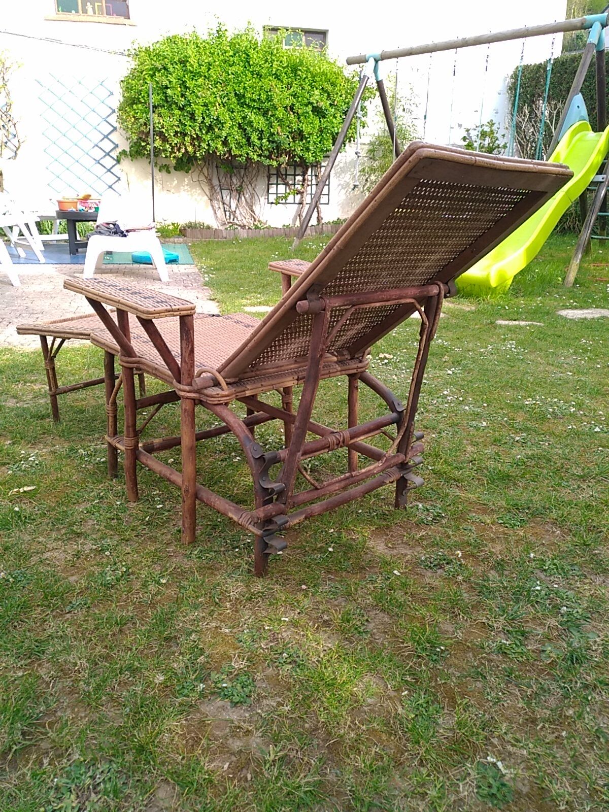 Vintage rattan long chair