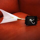 Pair of vintage 50s brass and fluted plexiglass sconces