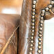Dark brown sheep leather wingback armchair vintage