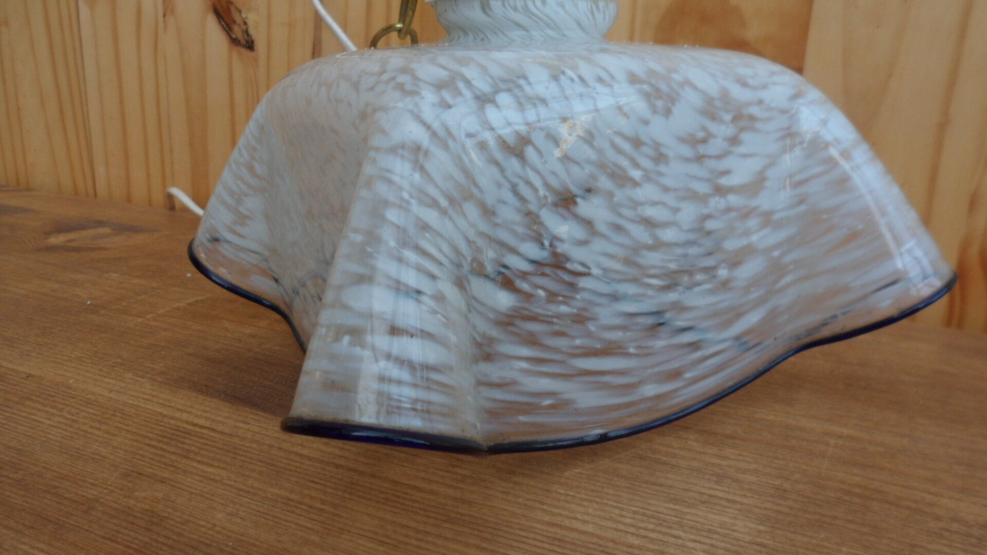 Clichy-style blue-edged draped glass suspension lamp