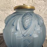 Blue Art Deco ball vase signed P. de Cagny