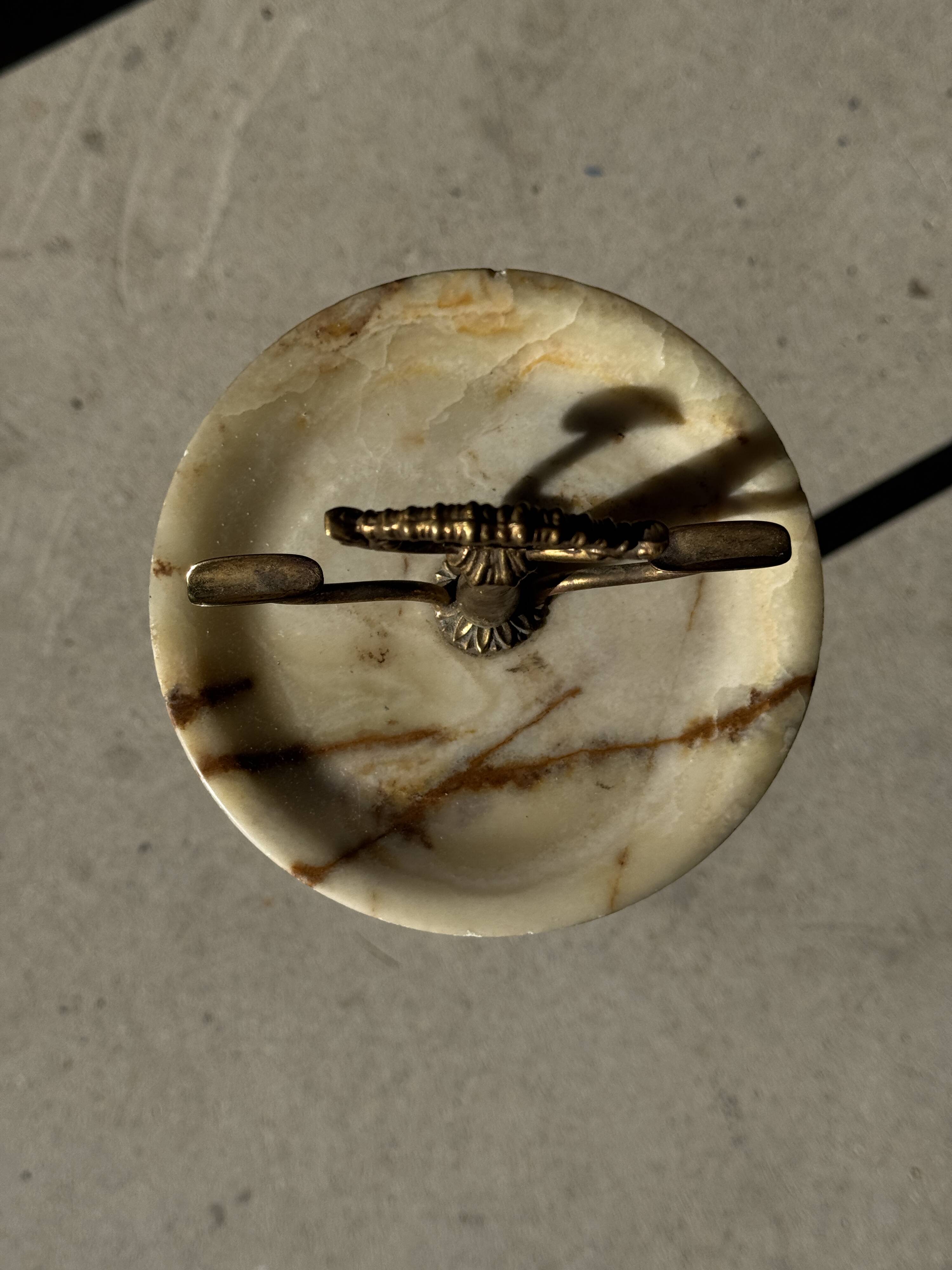 Marble and brass standing ashtray H74 D17