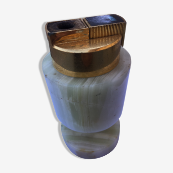 Briquet de table en onyx année 60/70 marron et vert