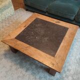 Blue stone and old teak table