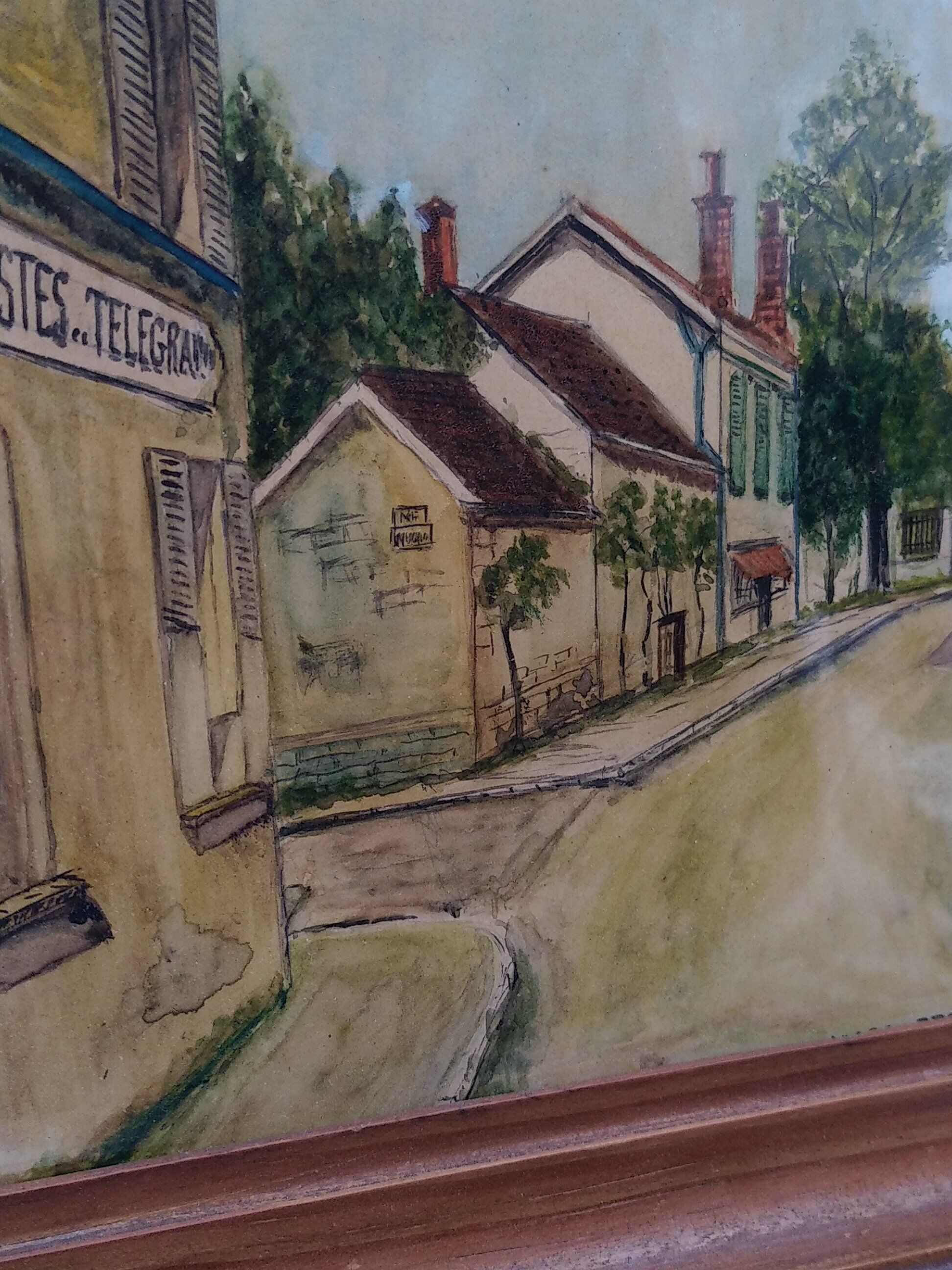Aquarelle Marlotte signé J.Vauviou 1954