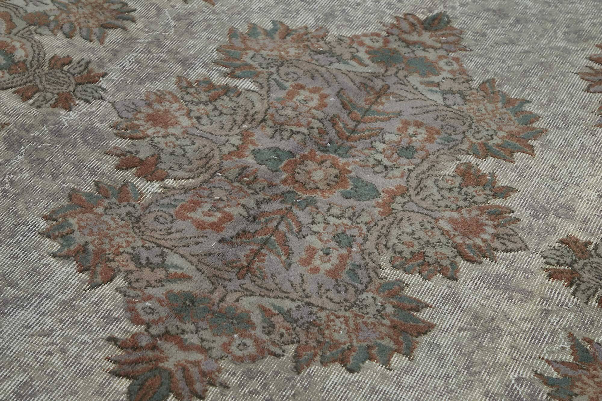 Overdyed Wool Vintage Handmade Carved Rug 172 cm x 273 cm