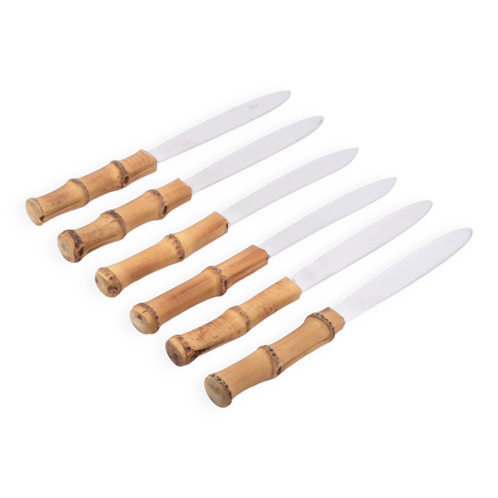 Six couteaux inox avec manche en bambou