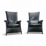 2 x armchair by Wittmann, design Paolo Piva, model Alta Highback, black leather
