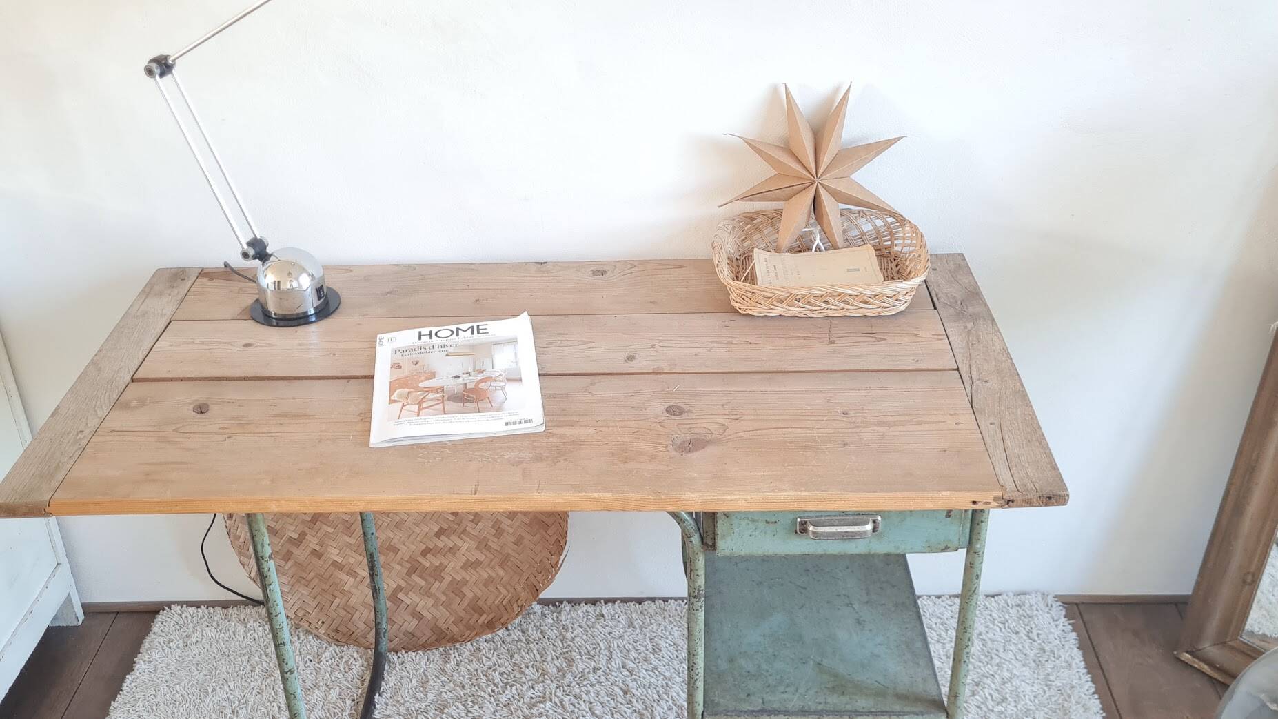 Wood and metal desk circa the 1950s.