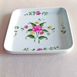 Small square dish Empty pocket Bavarian porcelain BAUSCHER Bavaria Floral decoration