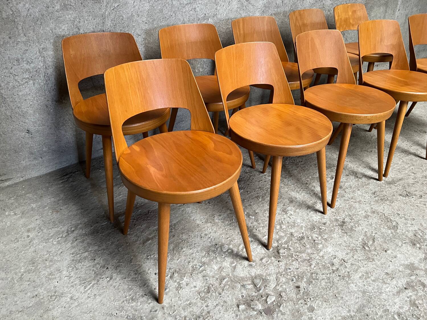 Series of 10 Baumann Mondor model chairs, bistro 1960