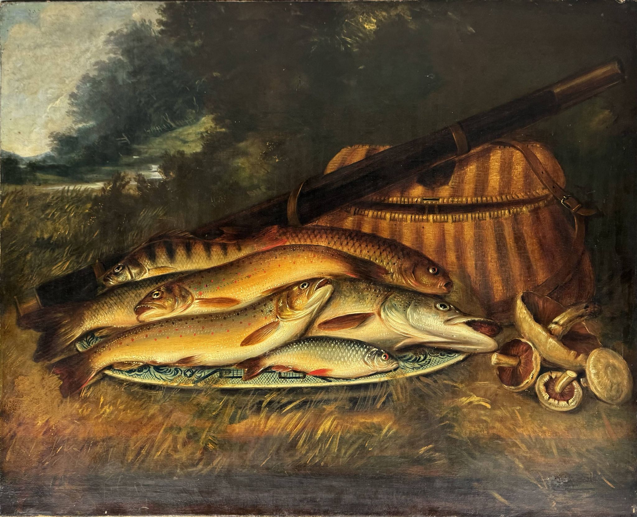 Still life with fish signed HL Rolfe