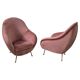 An elegant pair of armchairs with brass legs, Italy from the mid-20th century.