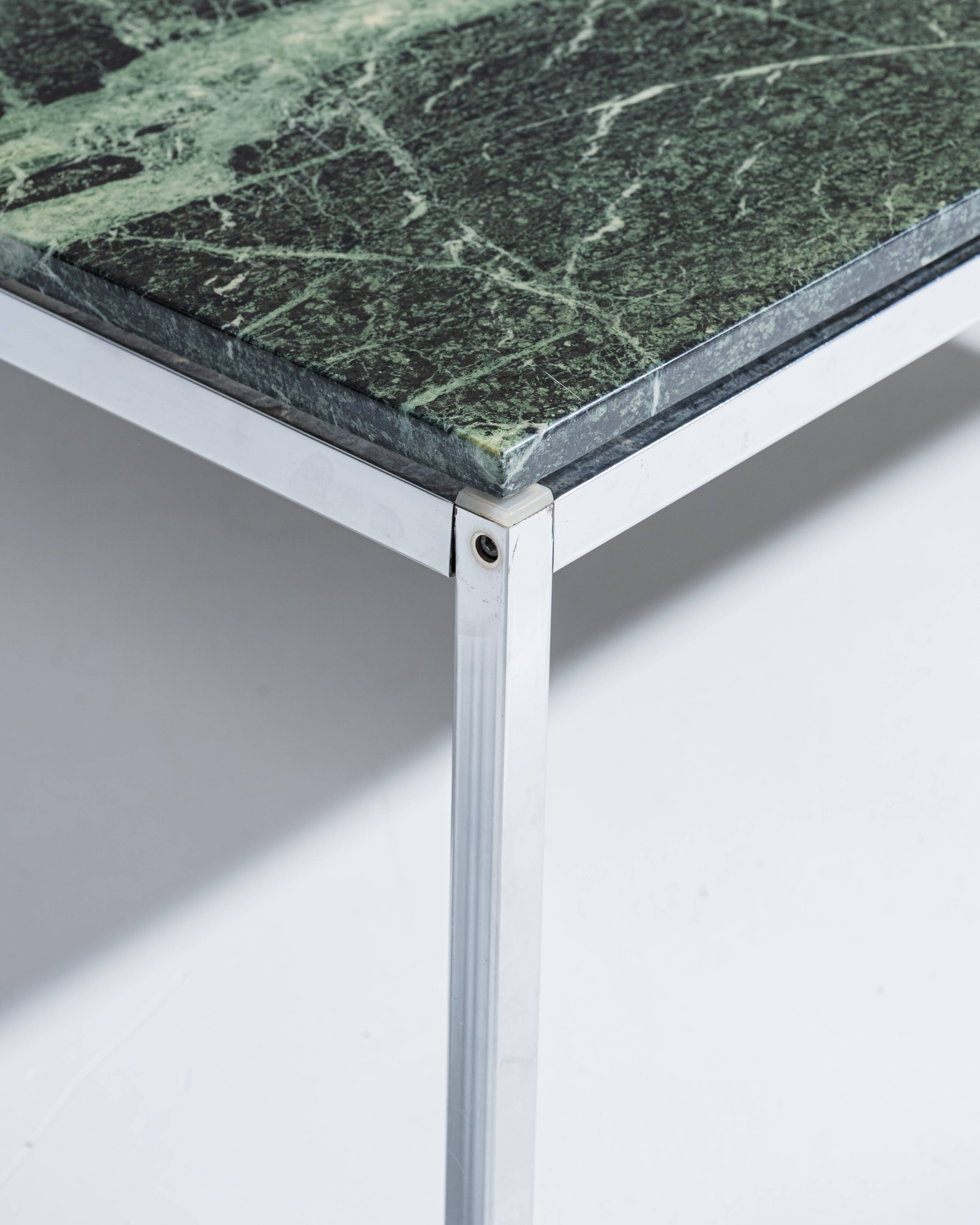 Square green marble coffee table, 1970s