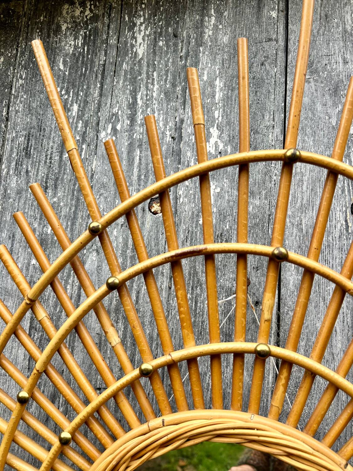 Vintage rattan sunburst mirror