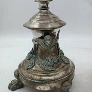 Pair of silver-plated bronze candlesticks in the Empire style, early 19th century, height 70 cm