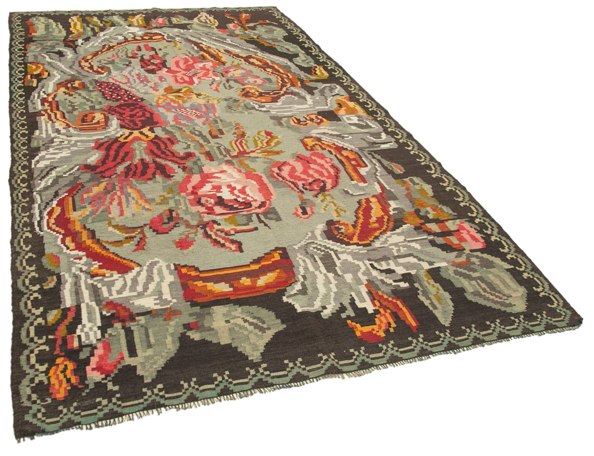 Tapis rose de moldavie kilim 188 x 327 cm