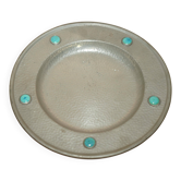 Ashberry plate in pewter, Liberty's London style with cabochon stones.