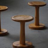 Set of 4 stools / bases in pine by Rainer Daumiller, Danish, mid-20th century, 1970.