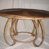 table rattan & 2 stools Indochina 1950
