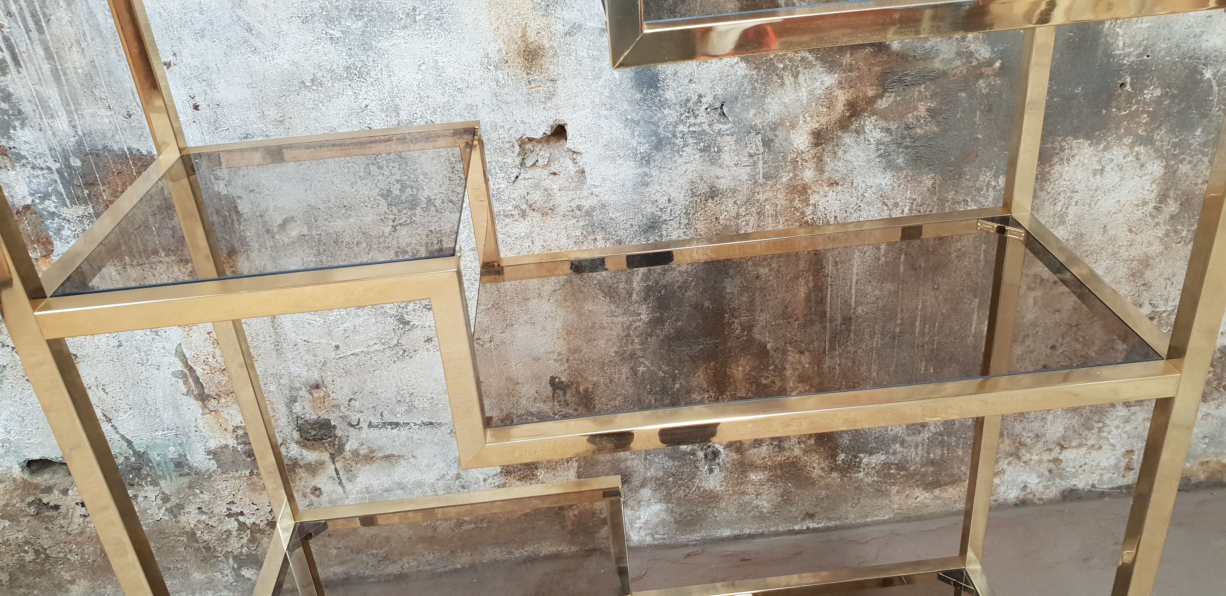 Vintage glazed brass shelf