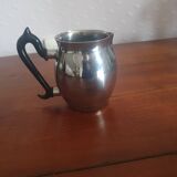 Small vintage art deco chrome-plated copper milk jug and cream pot