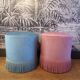 Duo de poufs en velours  vintage