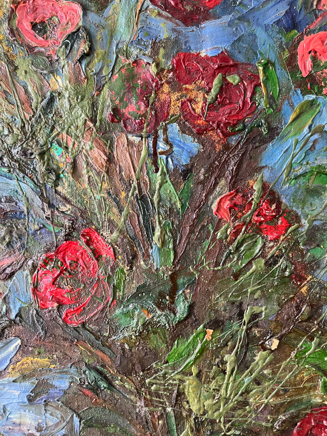 Flower bouquet, knife technique, signed