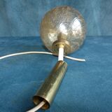 Suspension ball cracked glass tinted gold and brass 1970 diameter 15 cms