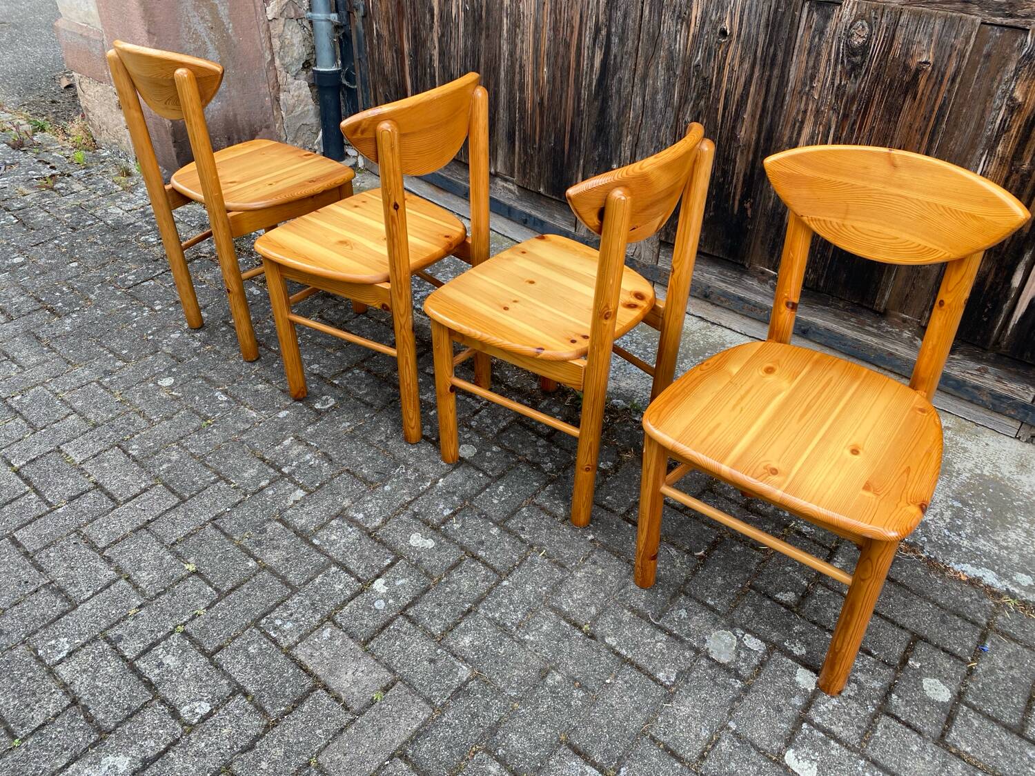 Set of 4 solid pine chairs by Rainer Daumiller circa 1960