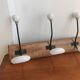 Vintage wooden and white ceramic coat rack – 3 hooks