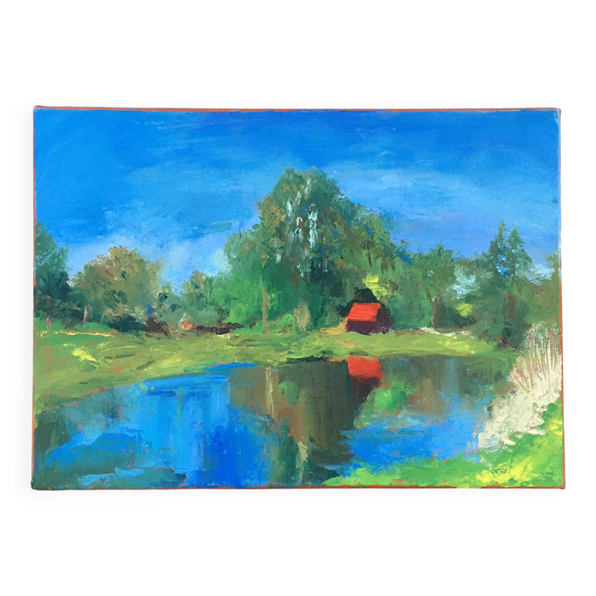 Painting The Red House by the Lake