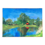 Painting the red house of the lake