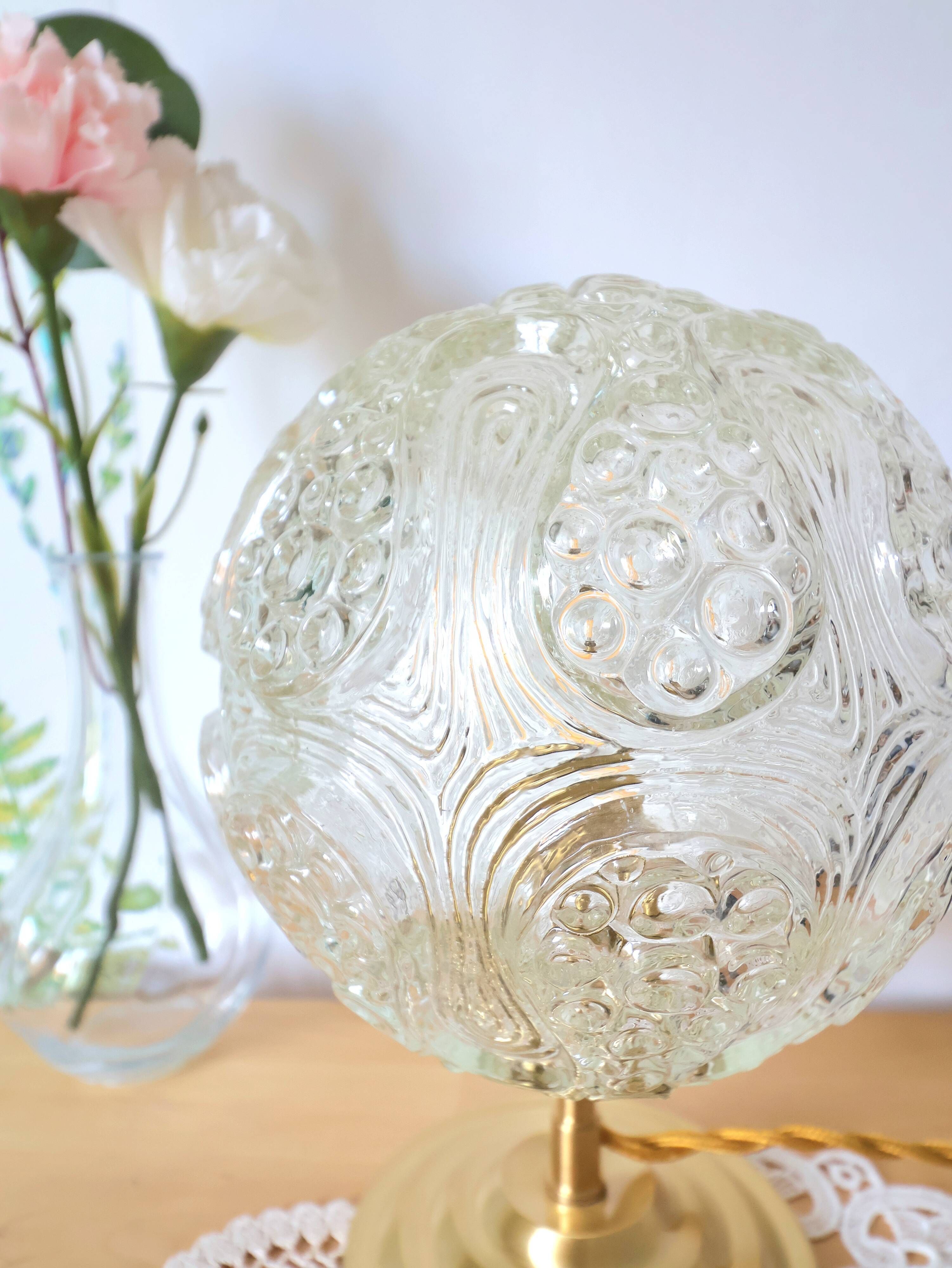 Vintage textured amber glass lamp - Space Age style