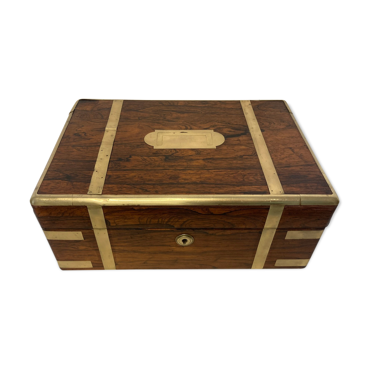 Old travel box solid mahogany writing board and nineteenth century brass