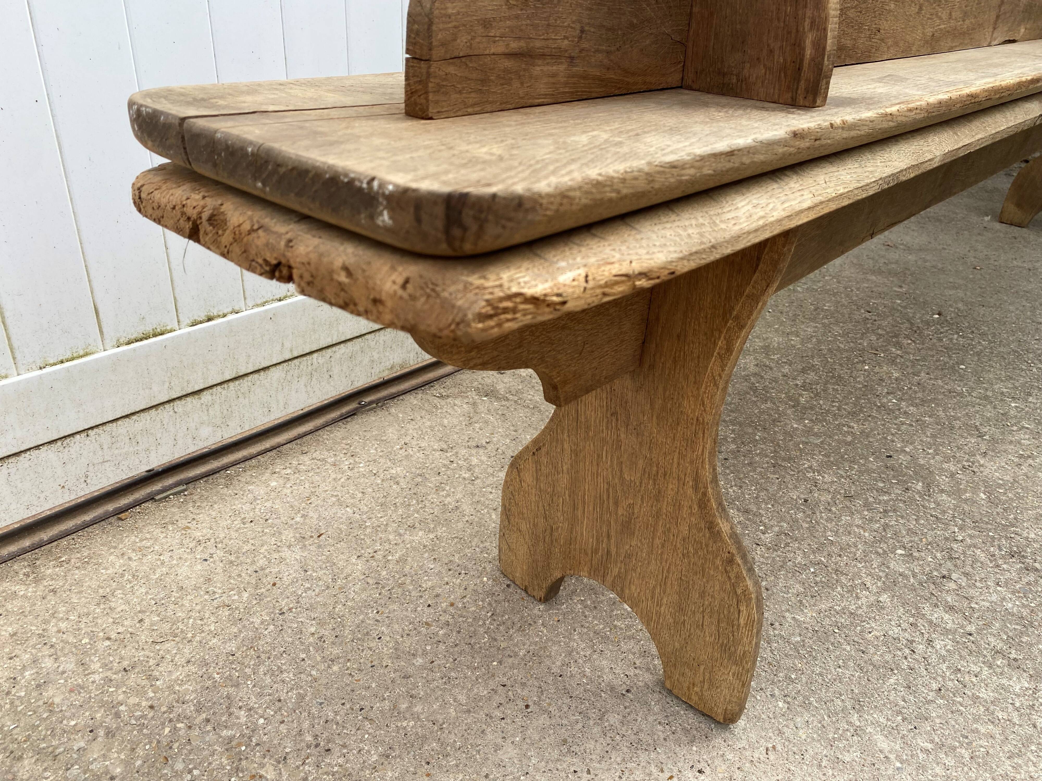 Pair of solid oak wood farmhouse benches 250cm rustic 1900