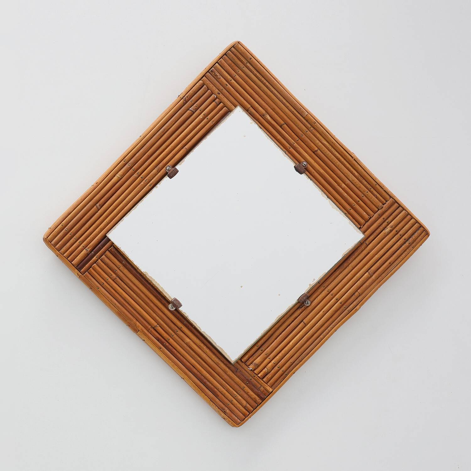 Mid century Square rattan mirror, France, 1960s