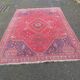 Handmade Persian rug, grey wool, knotted burgundy, 200x300cm