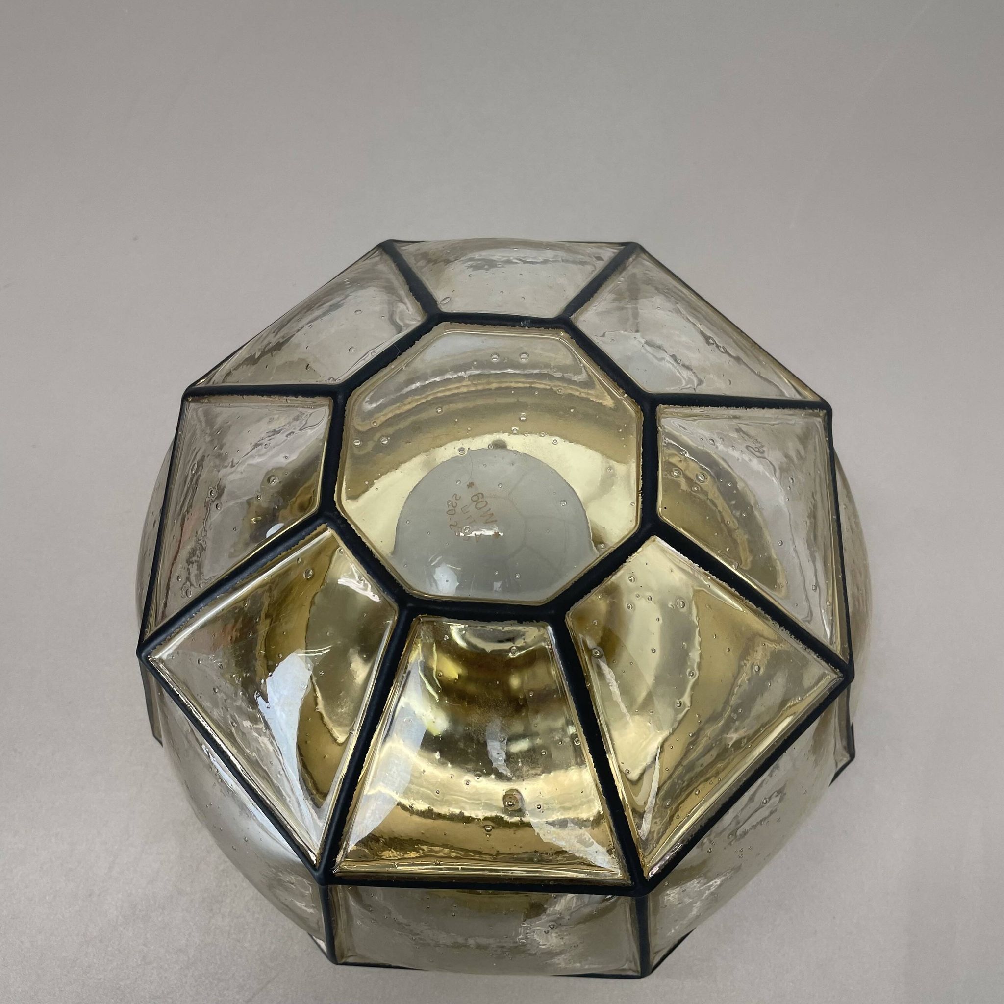 Ceiling Light "Iron Rings" made of Brass and Glass by Glashütte Limburg, Germany, 1970s