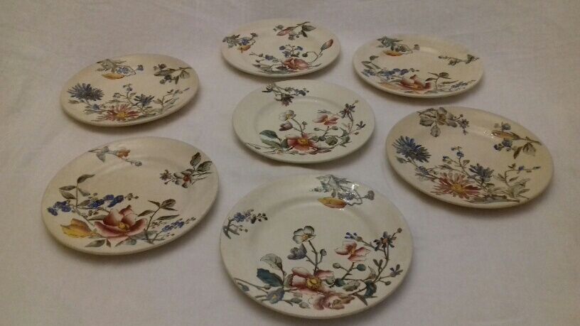 Lot of 13 old earthenware plates "iron earth"