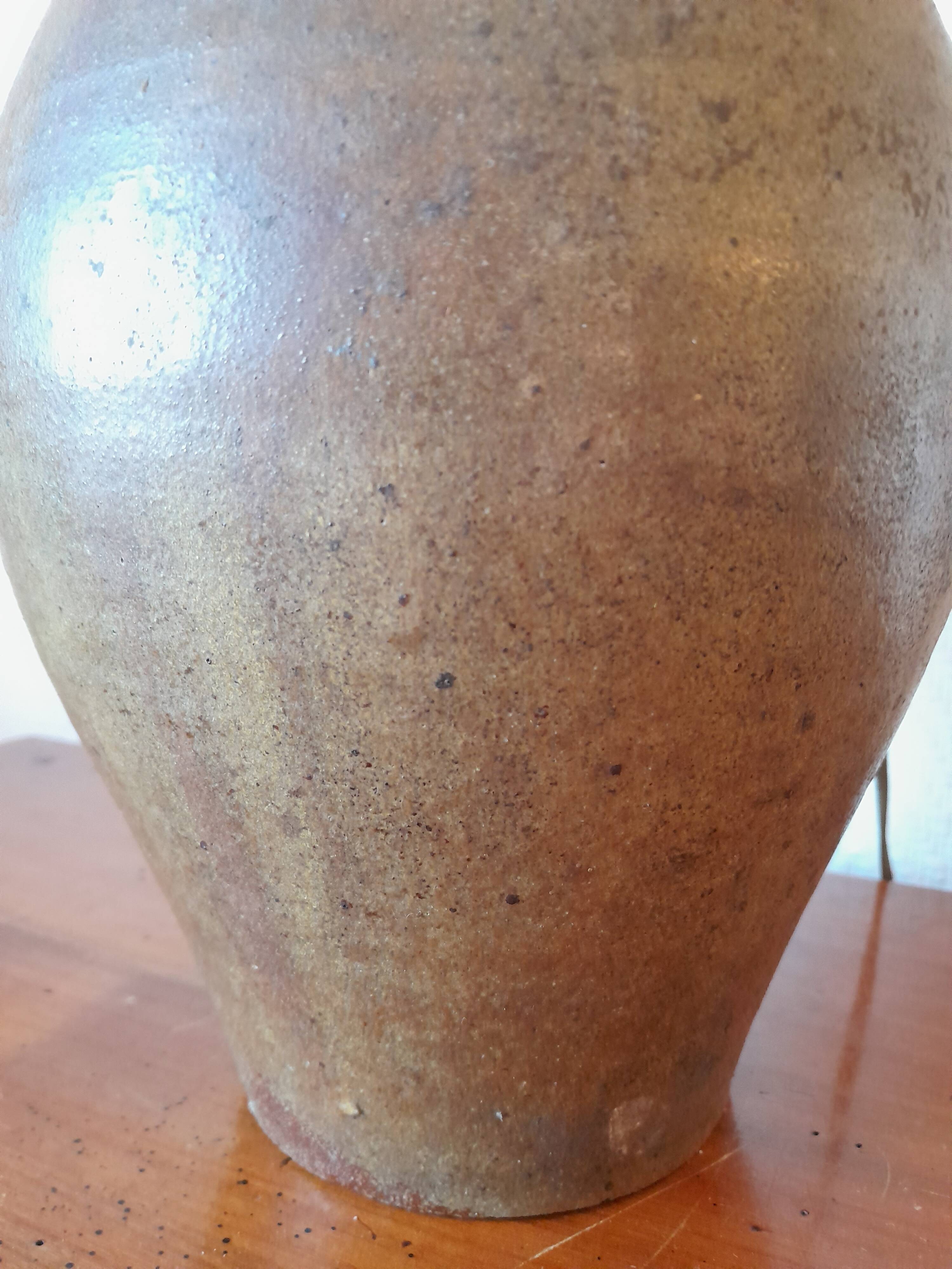 1950s pottery jug lamp and linen-style fabric lampshade