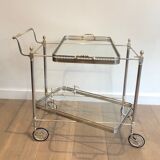 Silver brass rolling table with removable trays