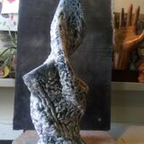 Louis Giraud's twisted double vase in Vallauris ceramic foam
