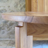Round table with oiled solid elm extension Regain