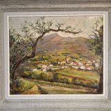 Oil on panel View of a village in the South of France signed A. Adam 1962