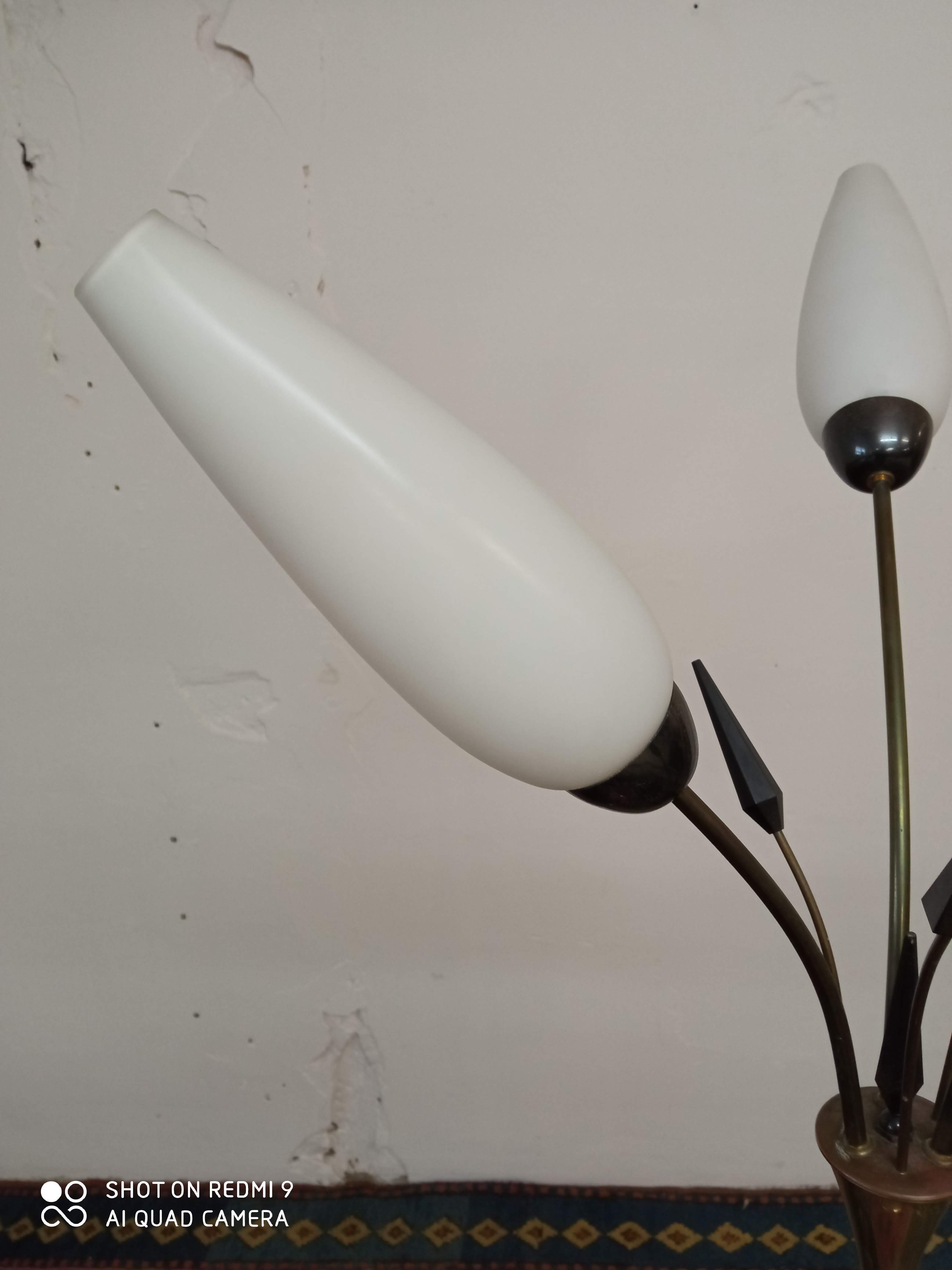 Italian brass and opaline lamppost 60s