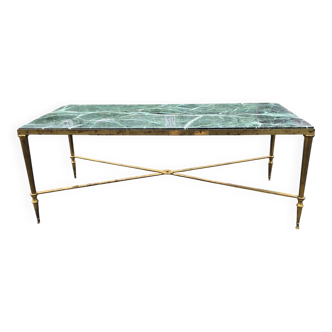 Table basse en marbre vert et laiton