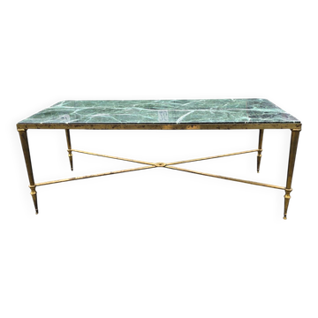 Green marble and brass coffee table