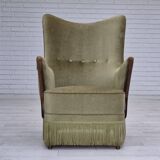 1960s, Scandinavian design, armchair in original condition, furniture velour, beech wood legs.